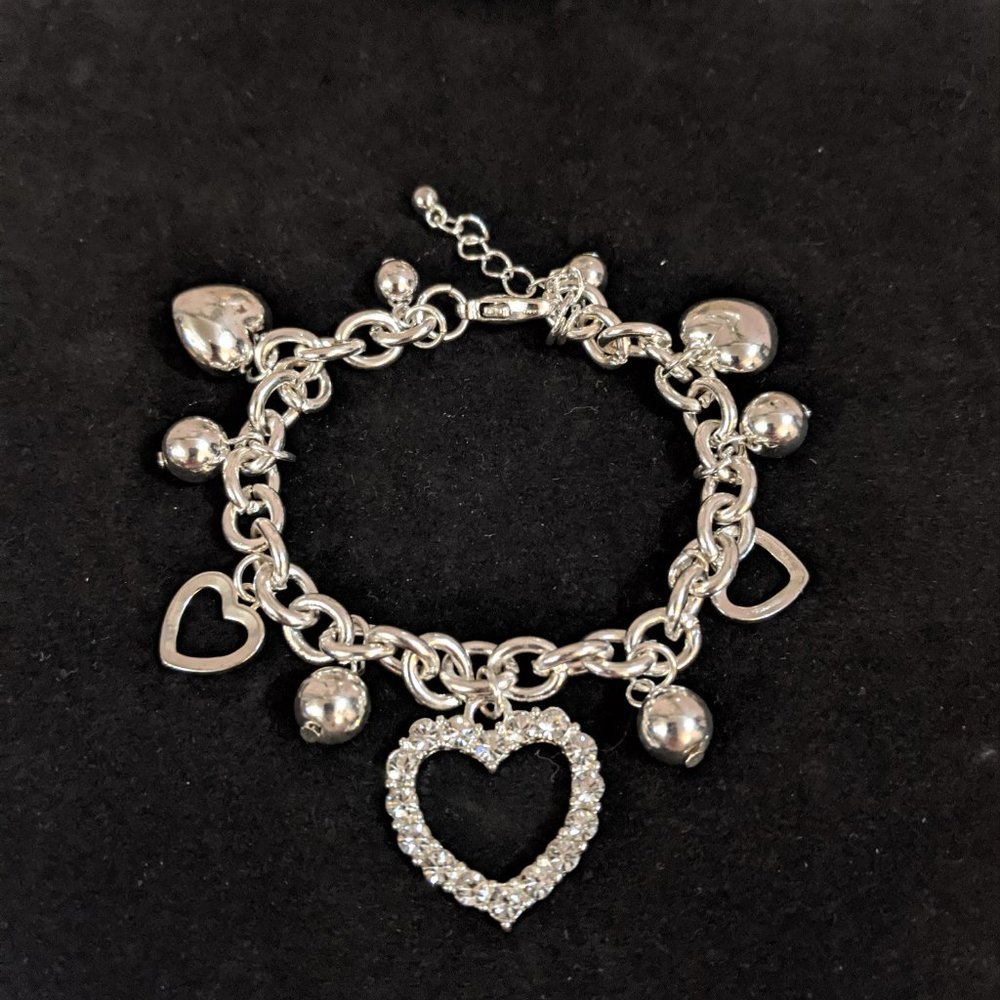 Crystal Heart Charm Bracelet - Picture 2 of 4